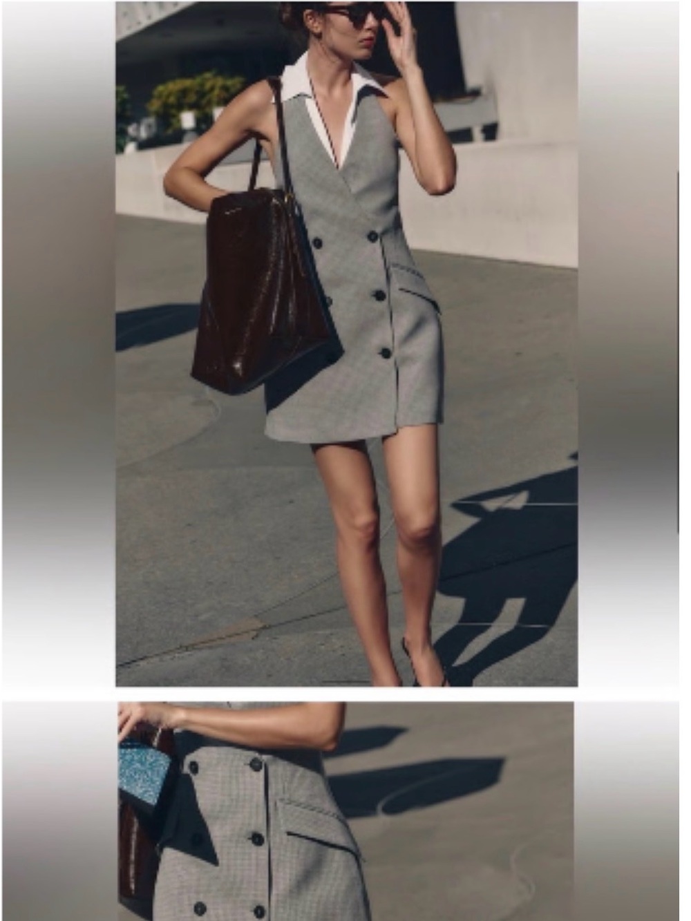 🚨24 Hour Sale 🚨 Zara Double-Breasted Grey Sleeveless Blazer Dress - Picture 5 of 7